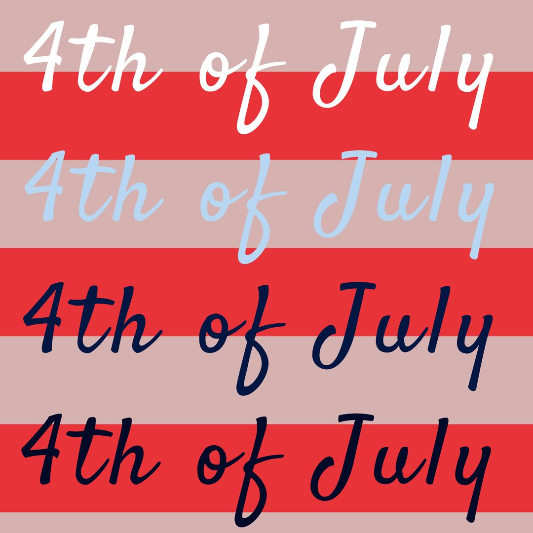 4th of July Text Against Striped Background Offering Copy Space