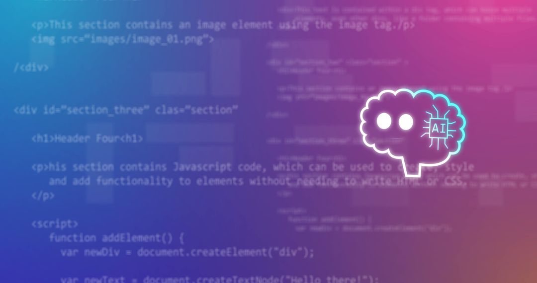 Artificial intelligence icon with coded background gradient
