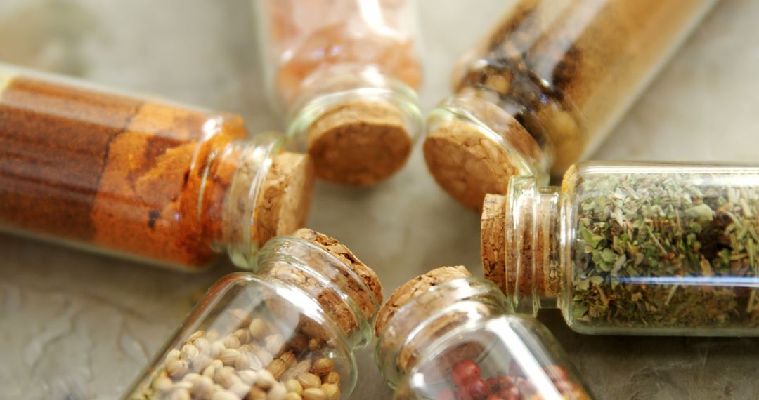 Assorted Spices and Herbs in Glass Bottles - Free Images, Stock Photos and Pictures on Pikwizard.com