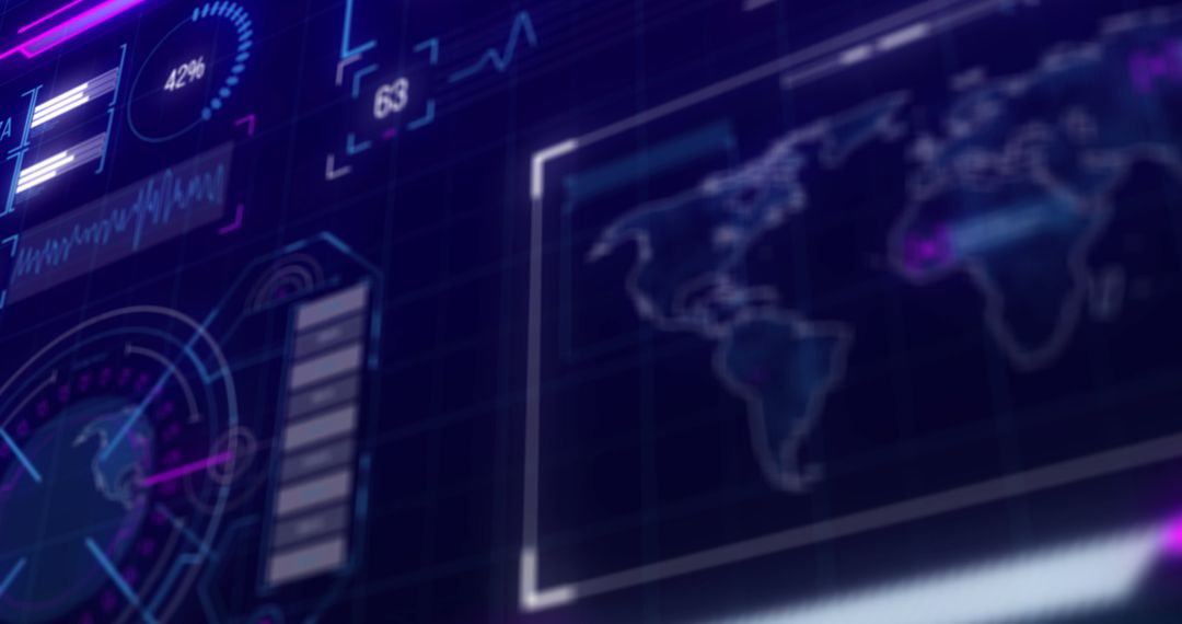 Futuristic Digital Interface Display with Data Graphics