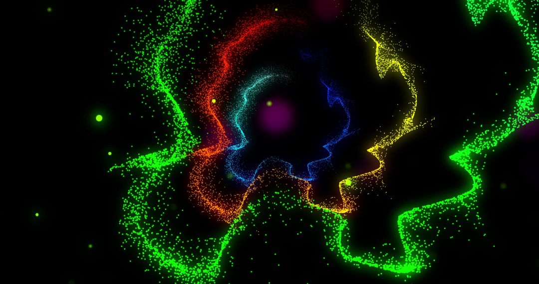Colorful Glow Particles Creating Dynamic Energy Swirls