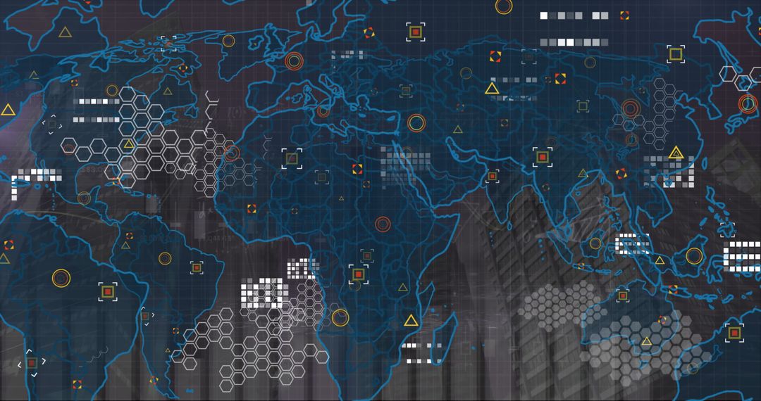 Futuristic Global Data Visualization with World Map Interface