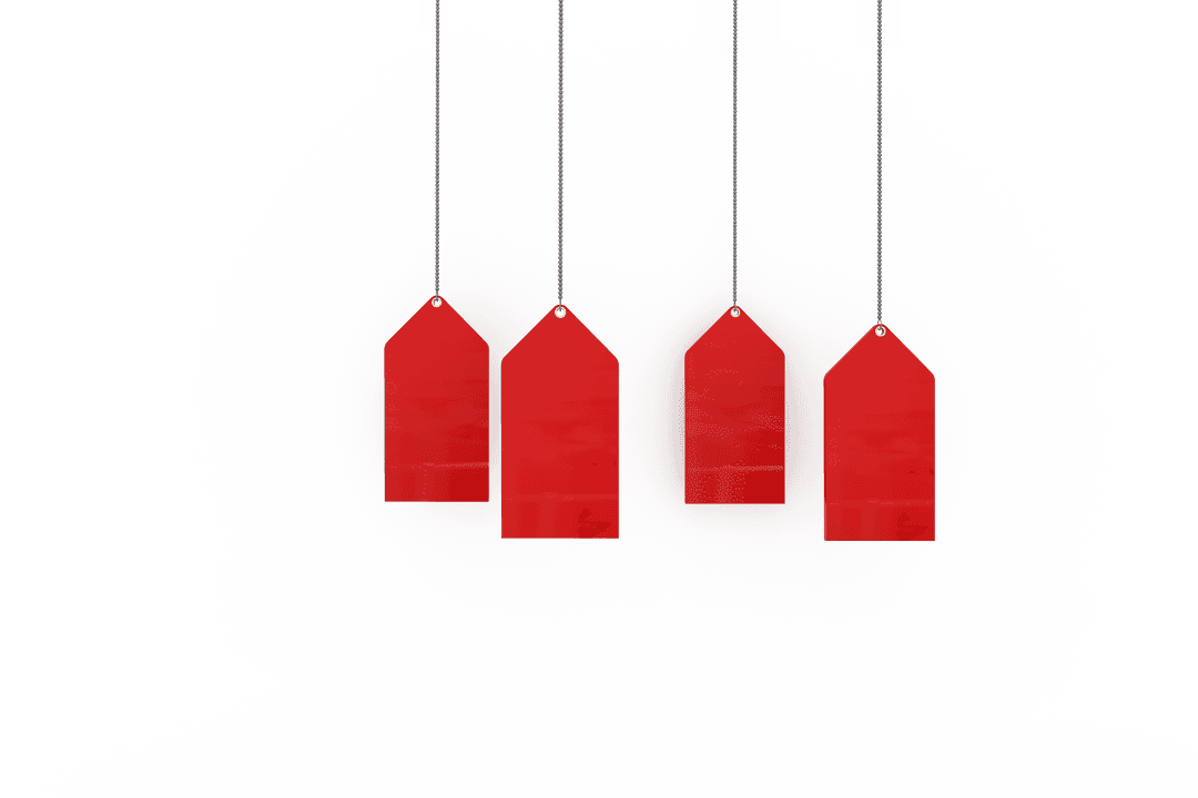 Hanging Red Tags Transparent Background for Sale Promotion Design