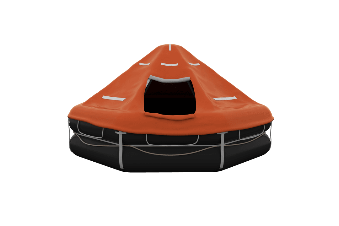 Red-Black Lifeboat Illustration on Transparent Background