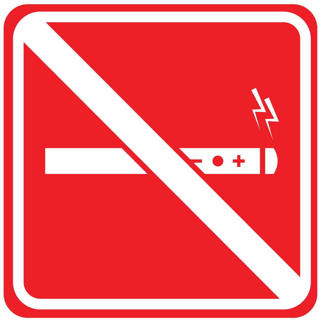 No Electronics Symbol on Transparent Background Sign Concept