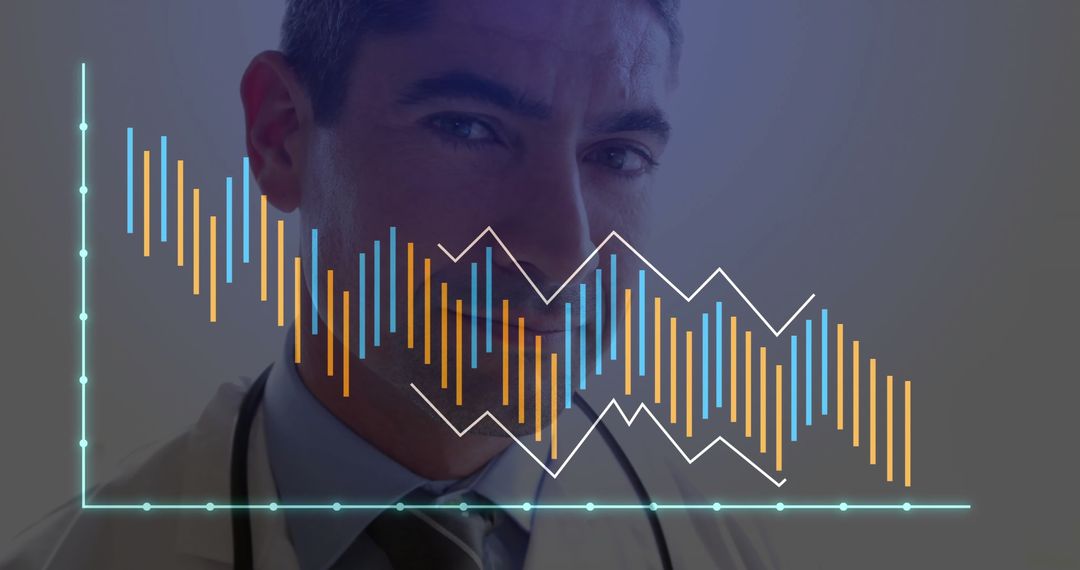 Doctor Analyzing Medical Data with Innovative Chart Overlay