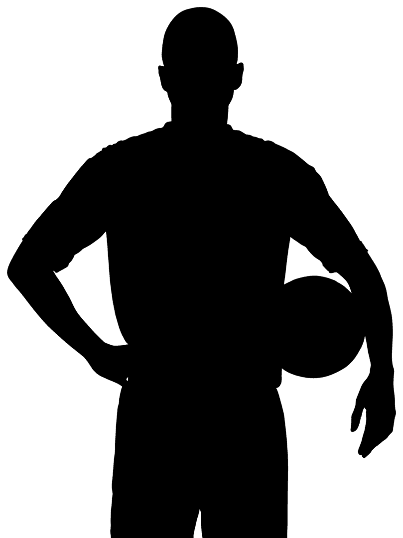 Man Silhouette with Ball on Transparent Background