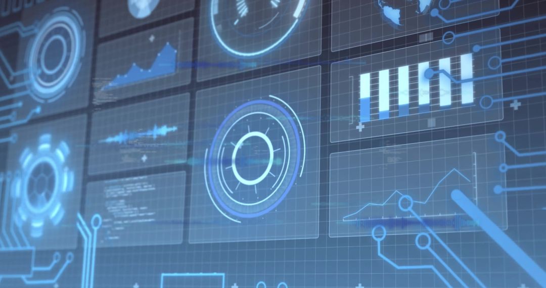 Futuristic Data Processing with Digital Interface Graphics