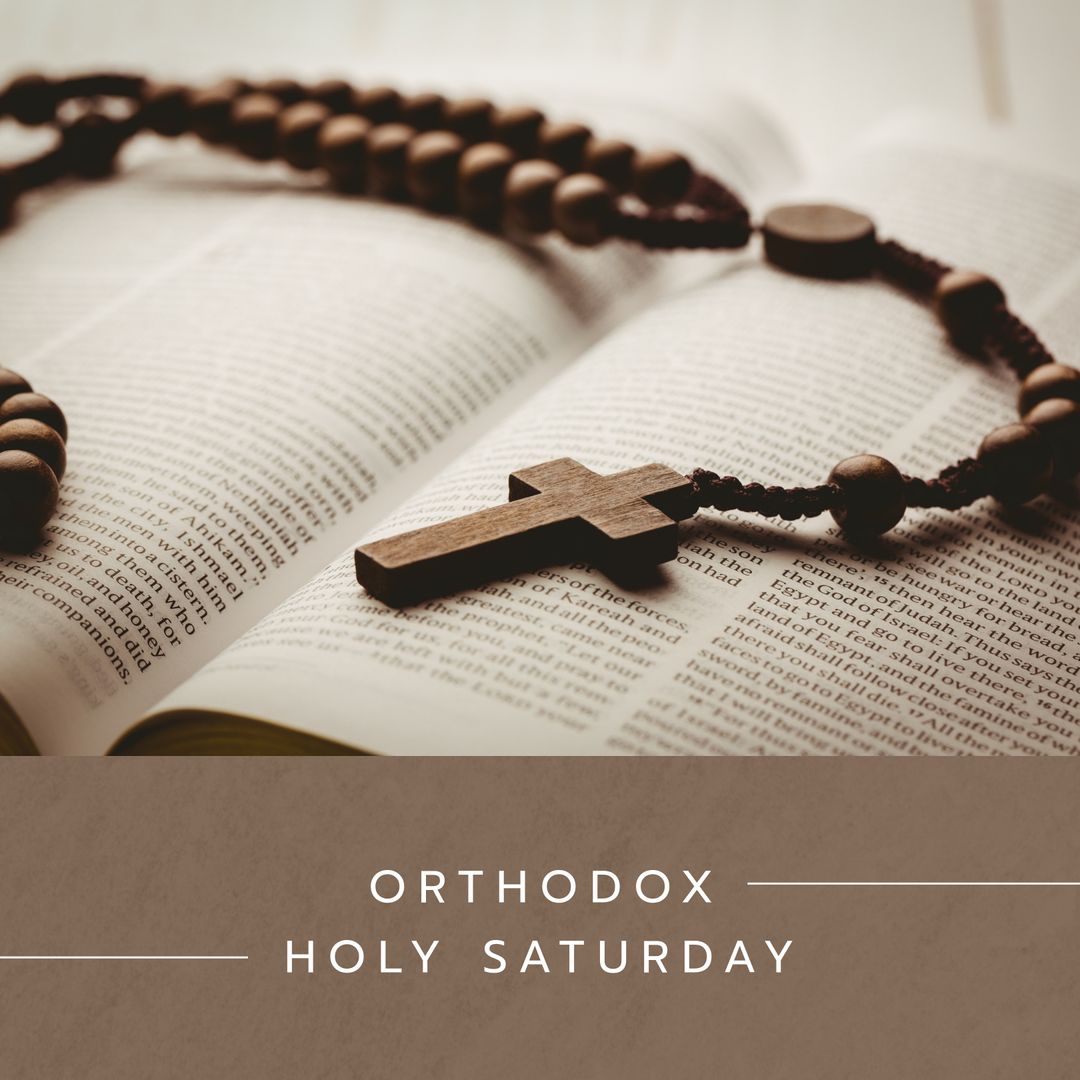 Orthodox Holy Saturday Bible and Rosary Cross - Download Free Stock Templates Pikwizard.com