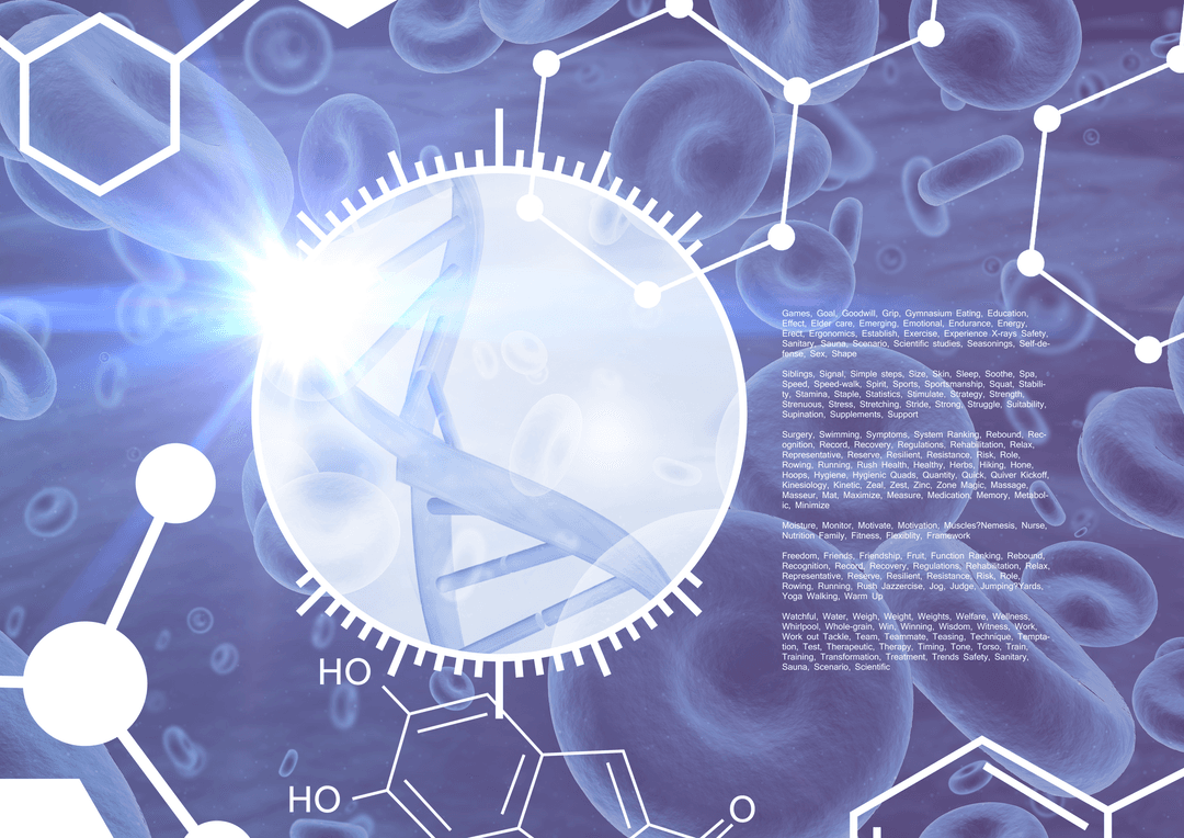 Scientific Digital Display with DNA Strand on Transparent Background