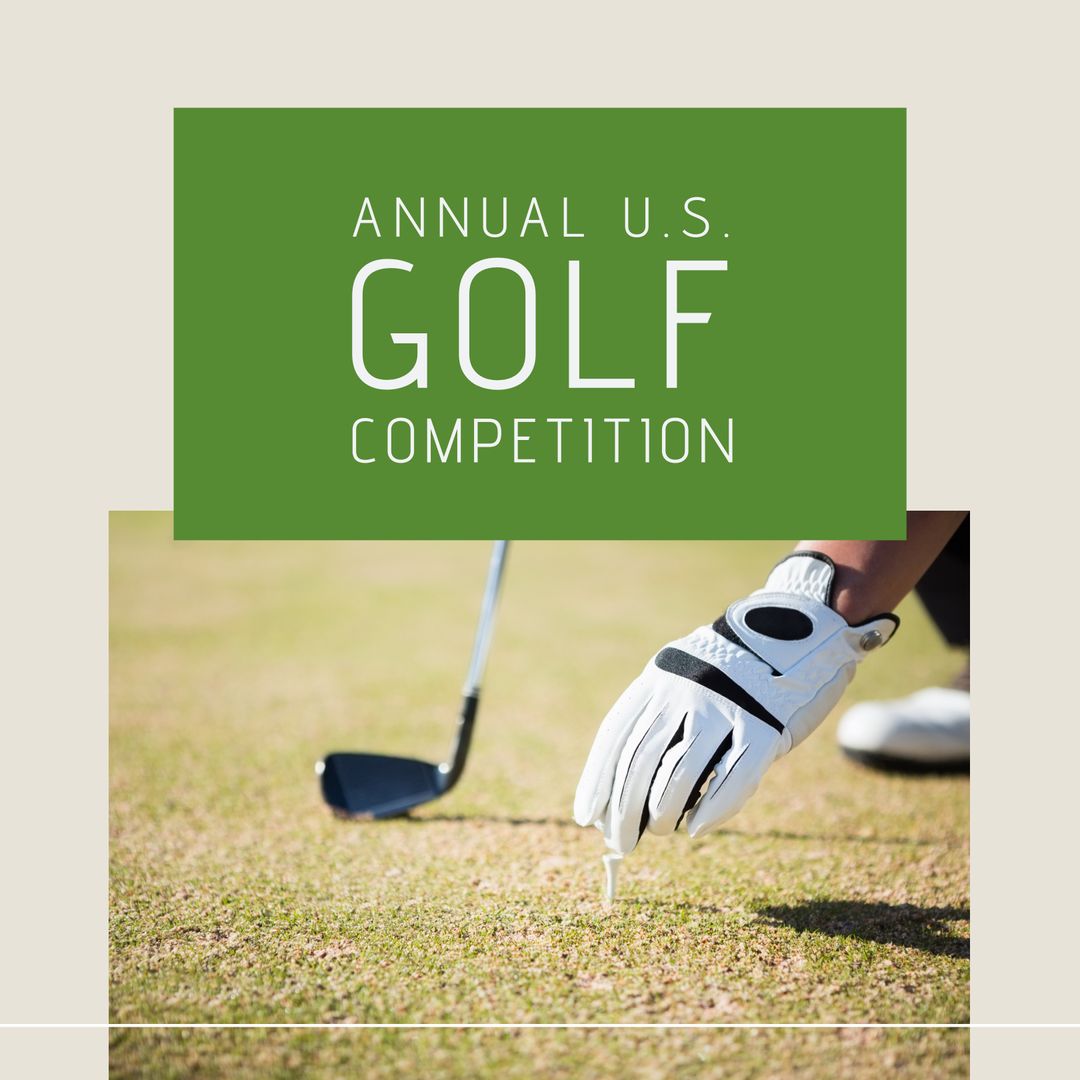 Annual US Golf Competition Poster with Close-Up of Hand and Equipment - Download Free Stock Templates Pikwizard.com