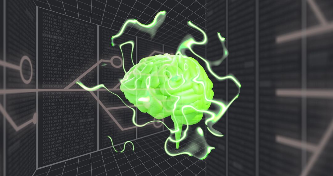 Futuristic Digital Brain with Glowing Neural Connections