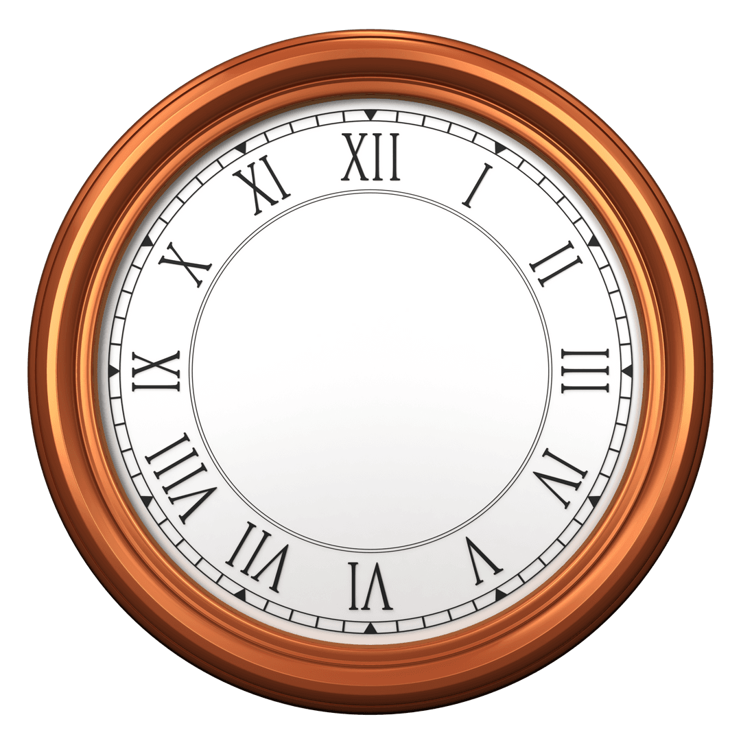 Transparent Orange Wall Clock with Roman Numerals No Hands