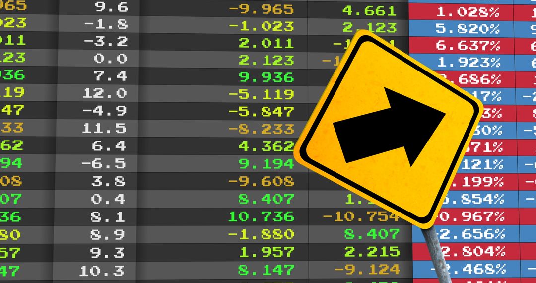 Stock Market Data with Conceptual Road Sign Overlay