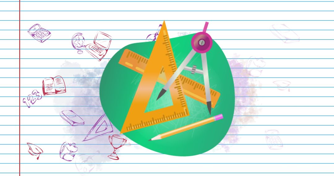 Educational Tools with Math and Science Symbols on White Background