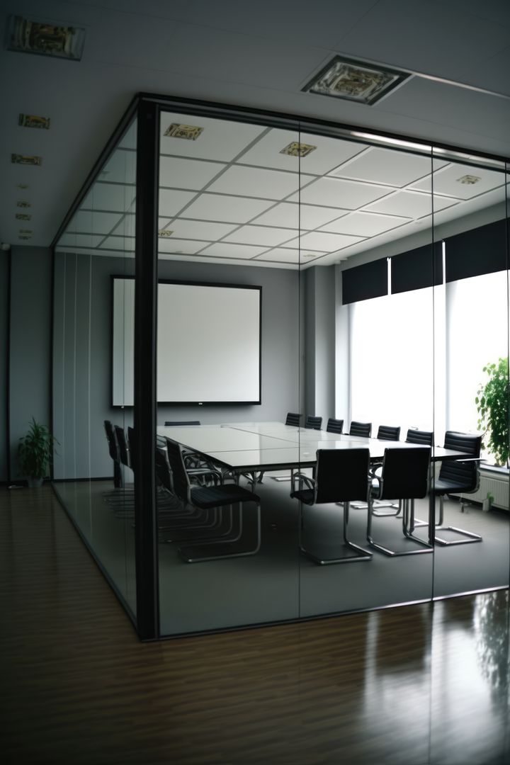 Modern Conference Room with Glass Walls and Office Chairs - Free Images, Stock Photos and Pictures on Pikwizard.com