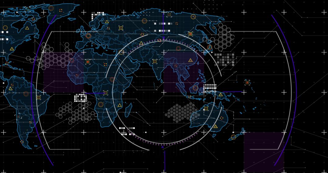 Global Digitized World Map with Data Interface Elements - Free Images, Stock Photos and Pictures on Pikwizard.com