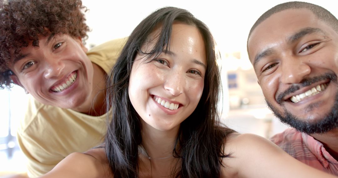 Smiling Diverse Friends Enjoying Time Together Indoors