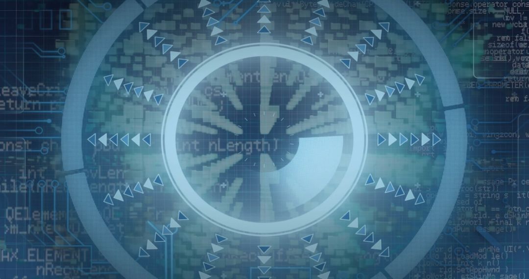 Futuristic Digital Security Interface with Lock Symbol and Circuit Data