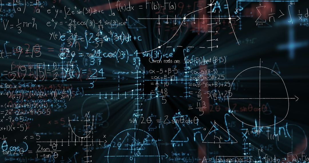 Complex Mathematical Equations on a Dark Background