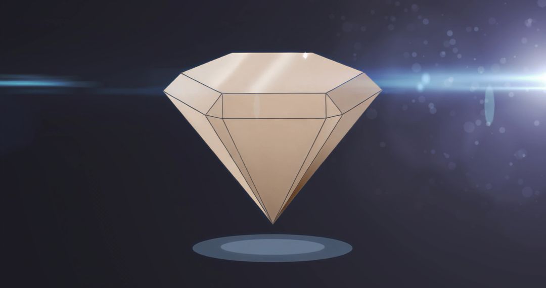 Floating Faceted Gem in Virtual Space with Light Streaks