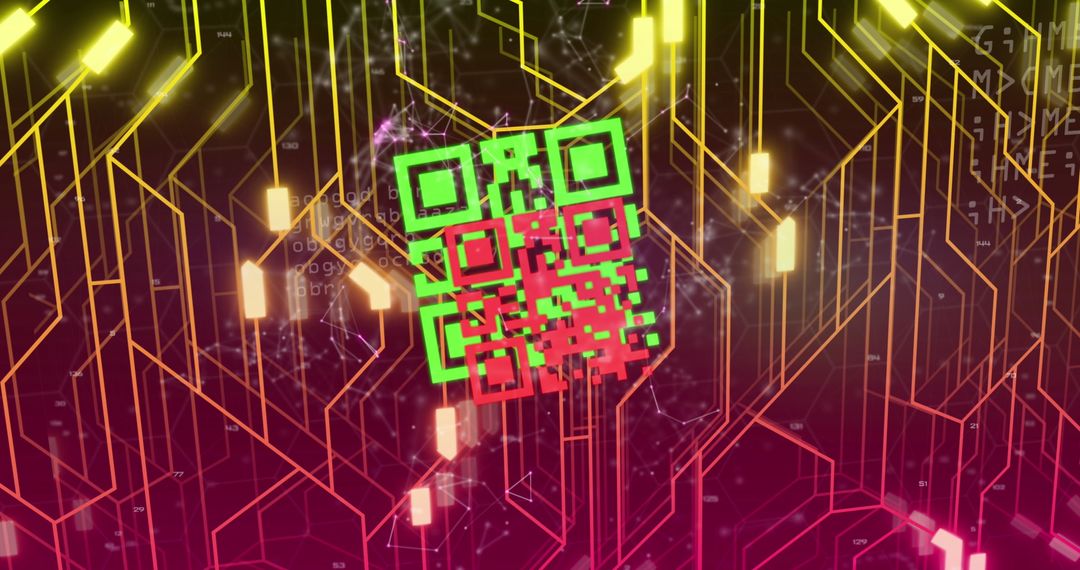 Cyber Technology Concept with Neon QR Code