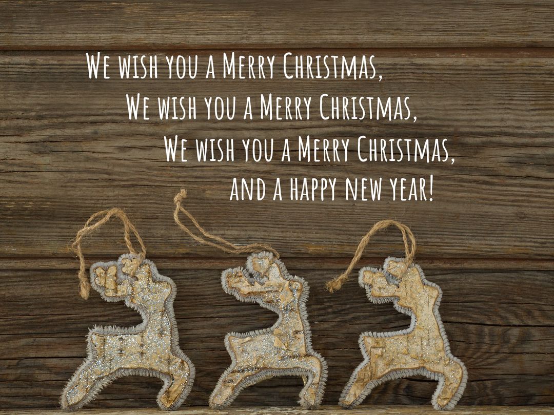 Rustic Christmas Composition with Vintage Reindeer Decorations