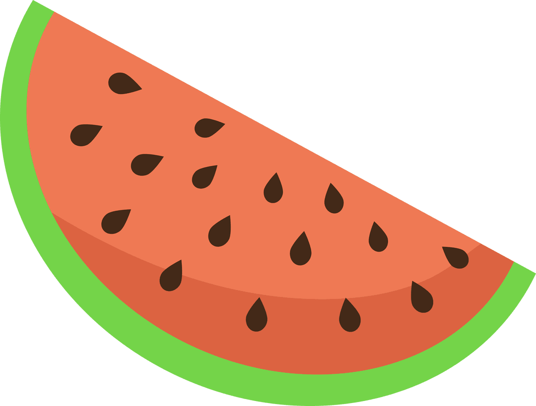 Vector Watermelon Slice on Transparent Background Minimalist Design