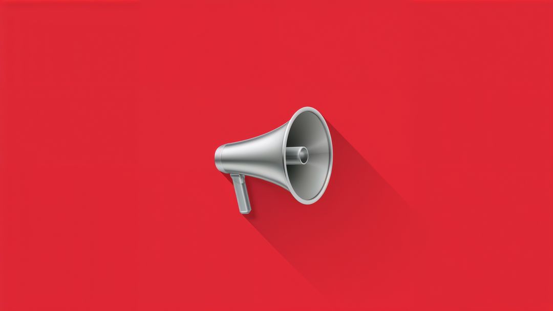 Minimalist Megaphone on Bold Red Background Symbolizing Amplification