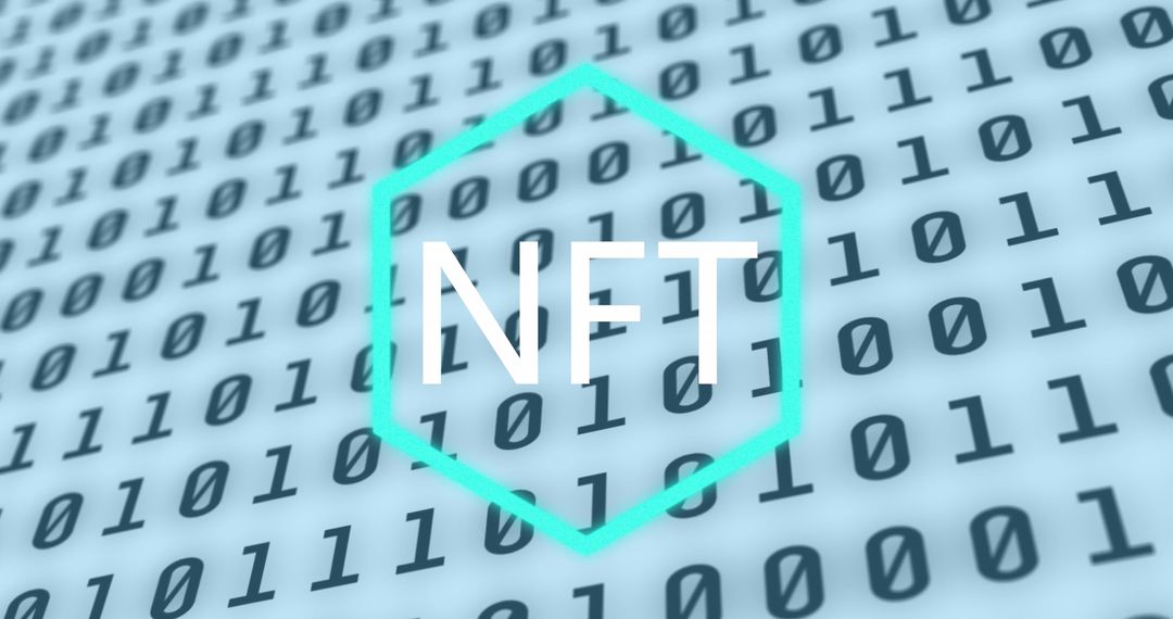 NFT Technology Concept with Binary Code Overlay