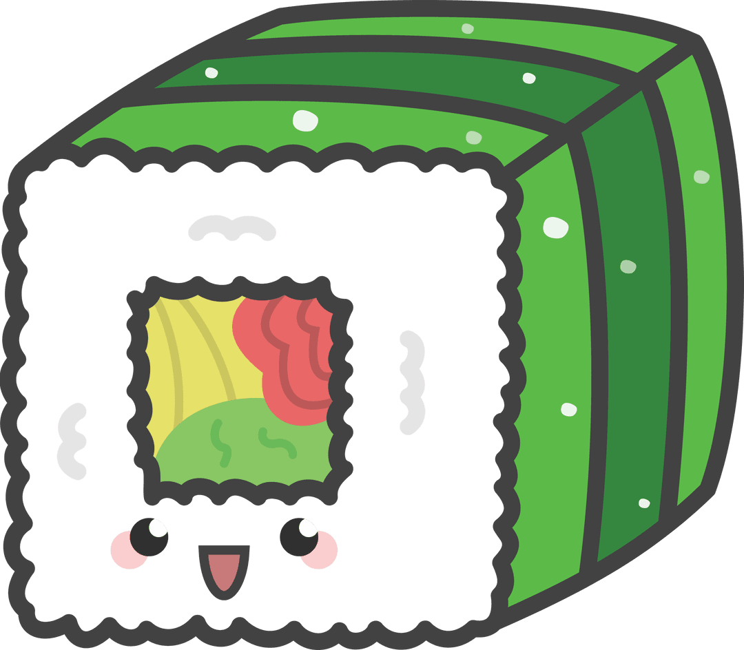 Cute Green Sponge Character with Laughing Face