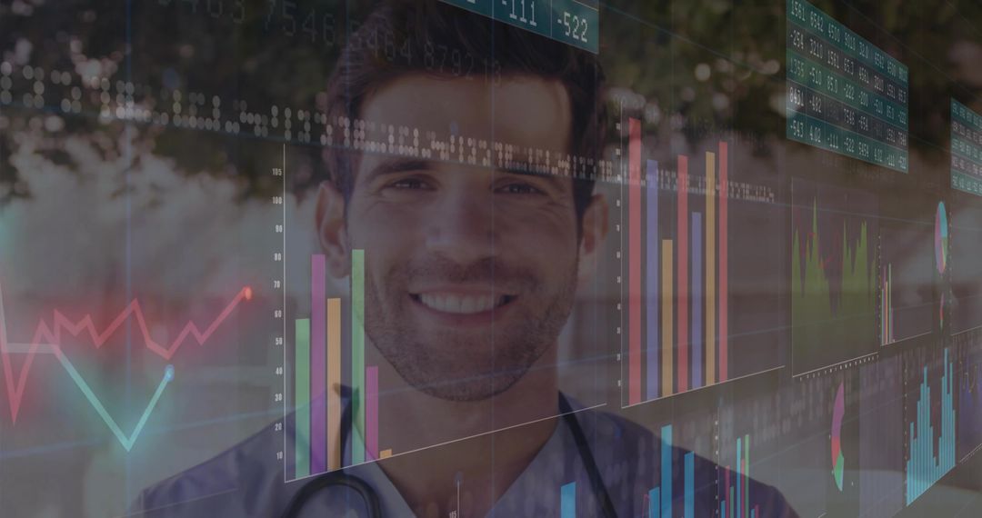 Doctor Analyzing Medical Data with Advanced Technology Outdoors