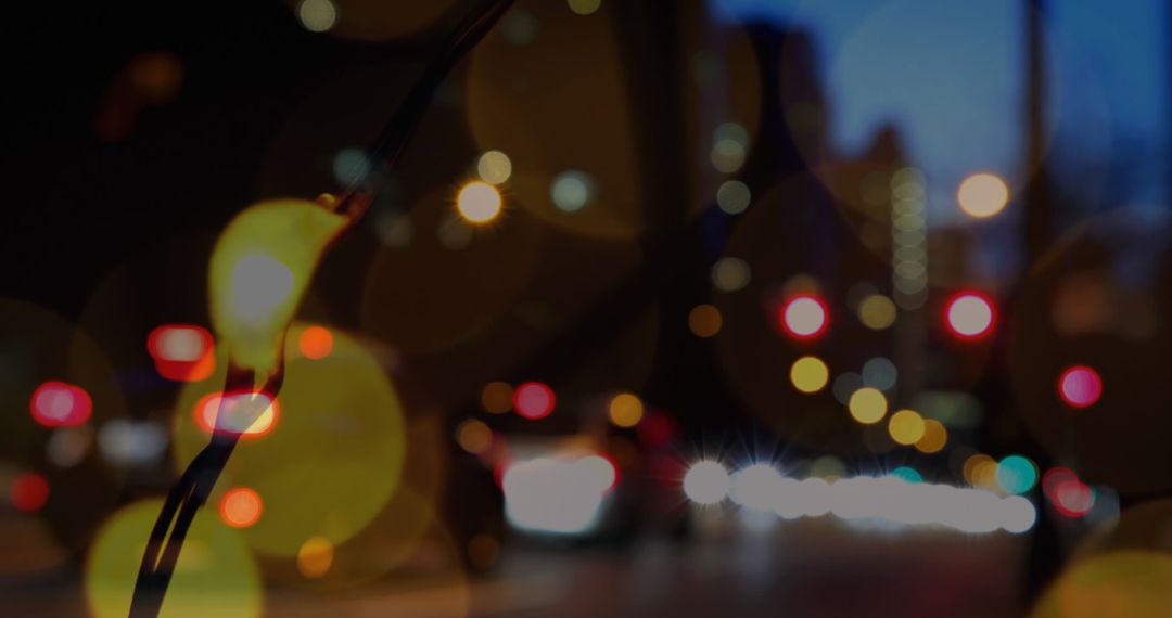 Abstract Urban Nightscape with City Lights and Traffic Bokeh