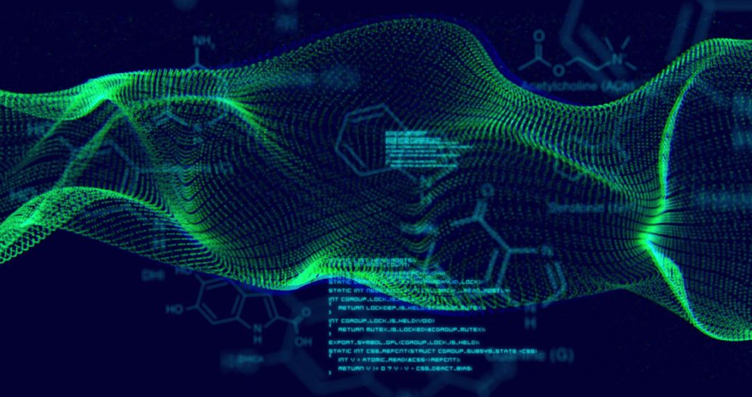 Abstract Scientific Data Wave with Digital Overlay
