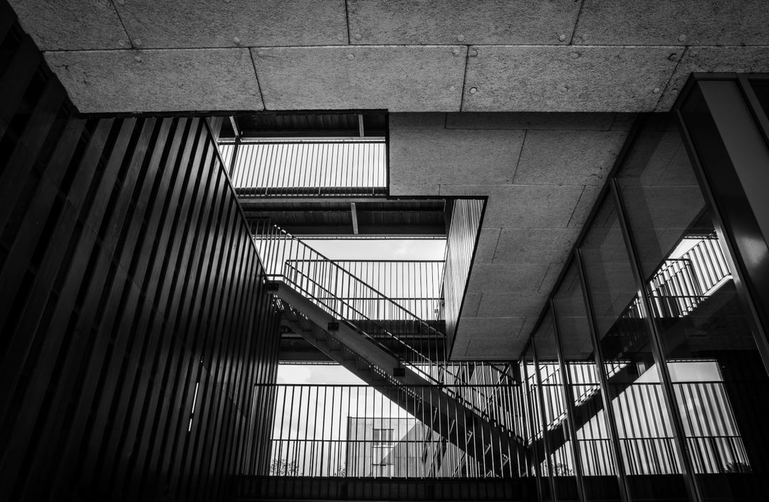 Modern Architectural Design with Geometric Shapes in Black and White - Free Images, Stock Photos and Pictures on Pikwizard.com