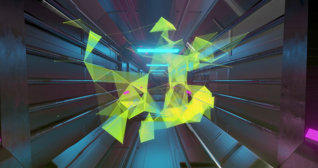 Futuristic Digital Pathway with Abstract Neon Shapes