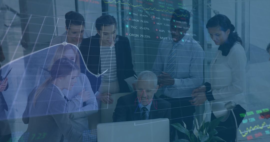 Diverse Business Team Analyzing Financial Data and Statistics