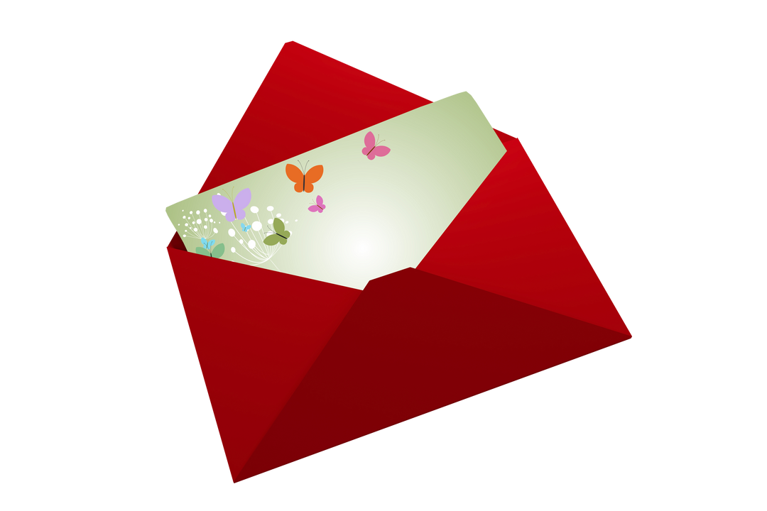 Transparent Red Envelope with Greeting Card and Butterflies Design - Download Free Stock Images Pikwizard.com