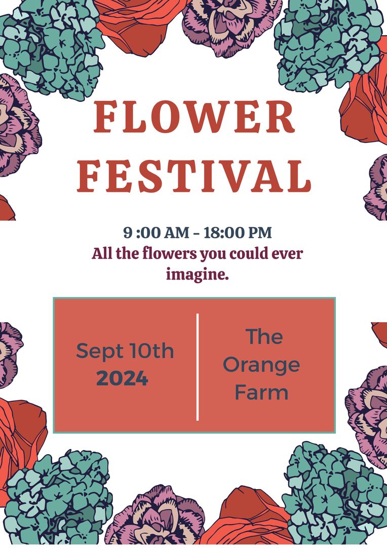 Colorful Flower Festival Poster Design for 2024 Event