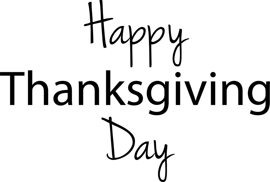 Happy Thanksgiving Day Font Design on Transparent Background