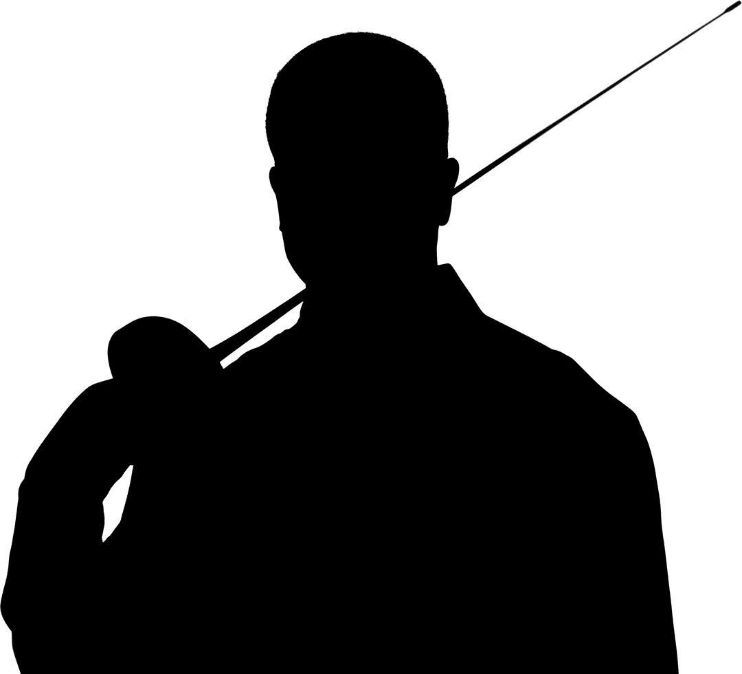 Silhouette of Man with Spade on Transparent Background