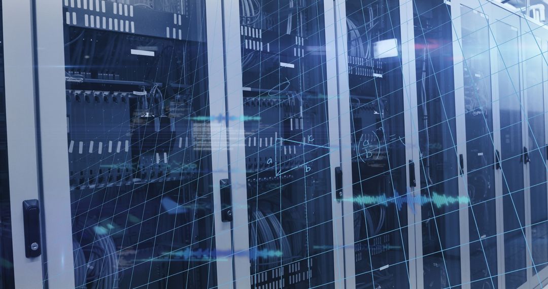 Digital Interface and Global Business in Modern Server Room