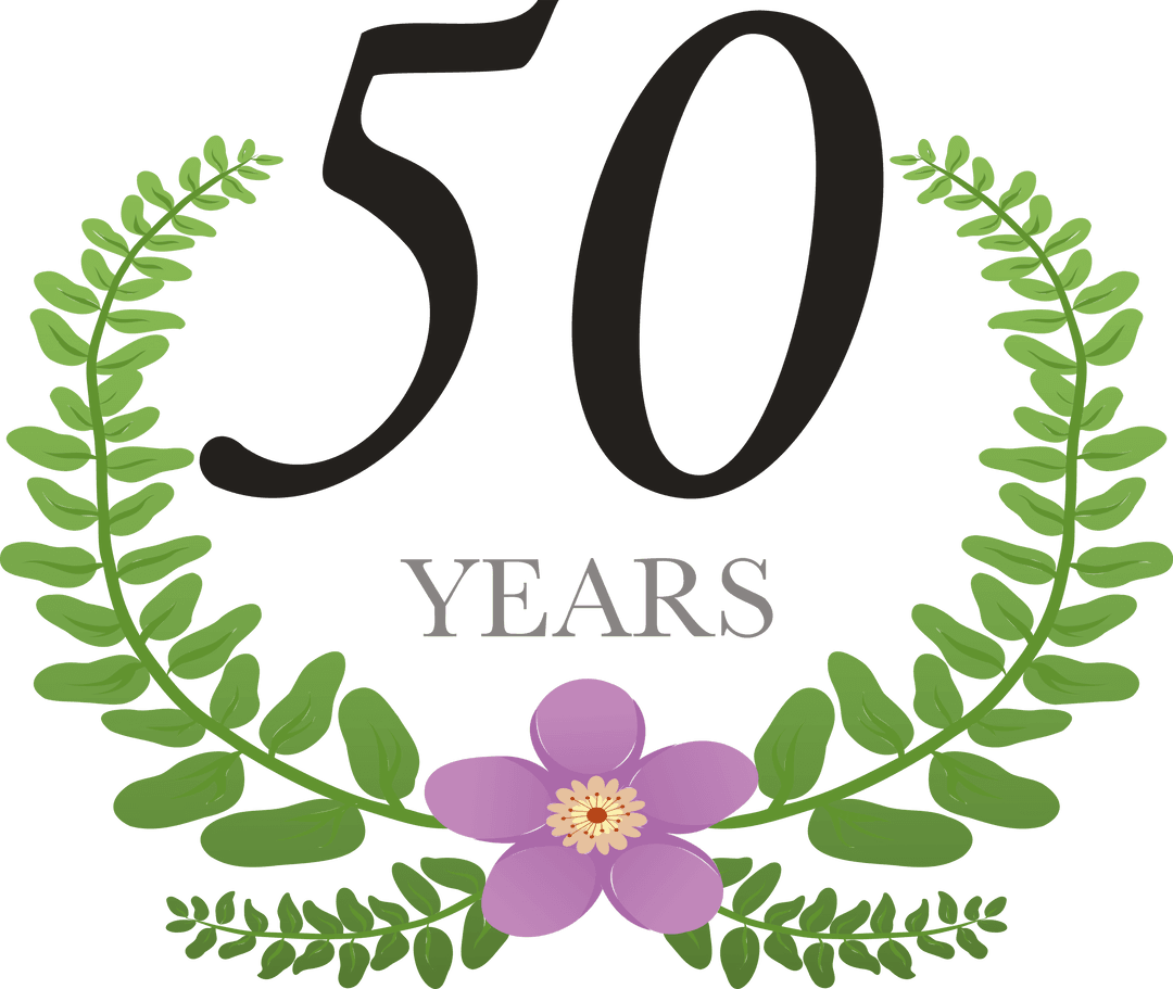 50 Years Anniversary Wreath with Transparent Background