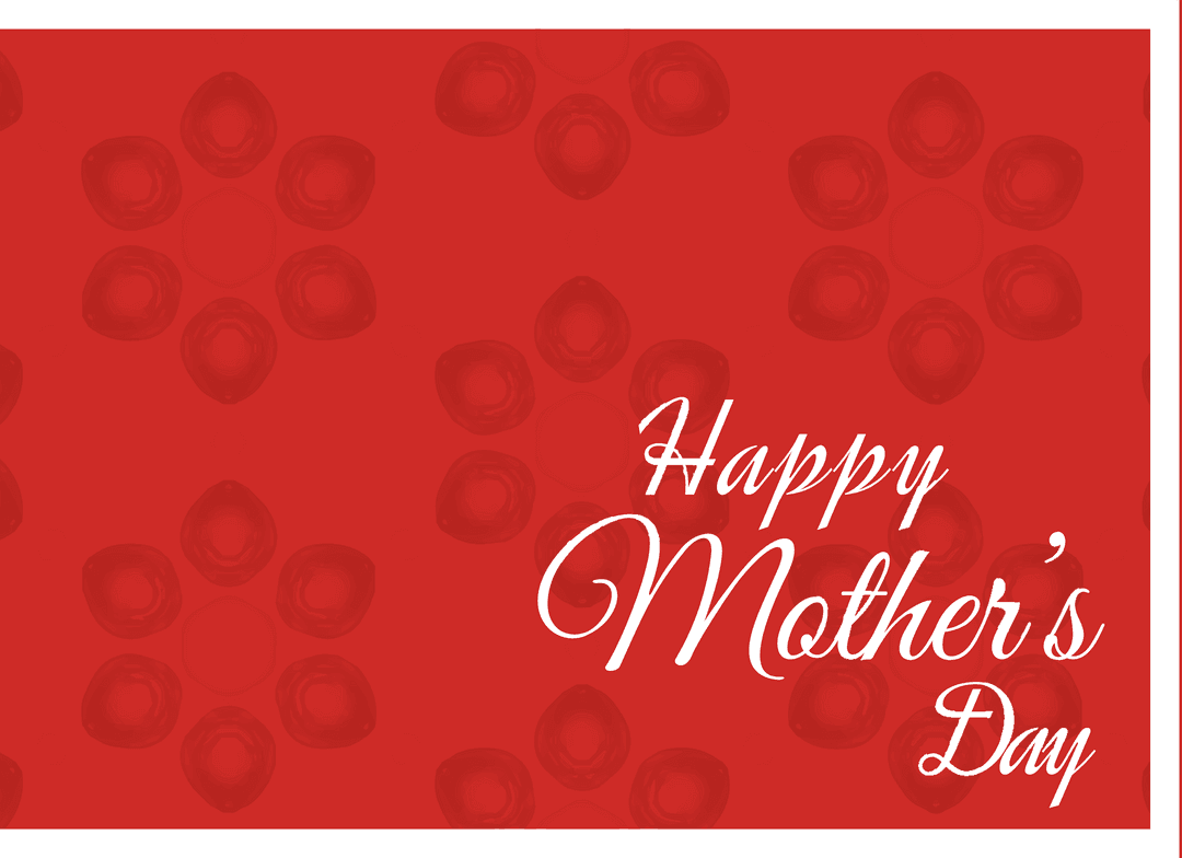 Happy Mother's Day White Text on Abstract Red Transparent Background