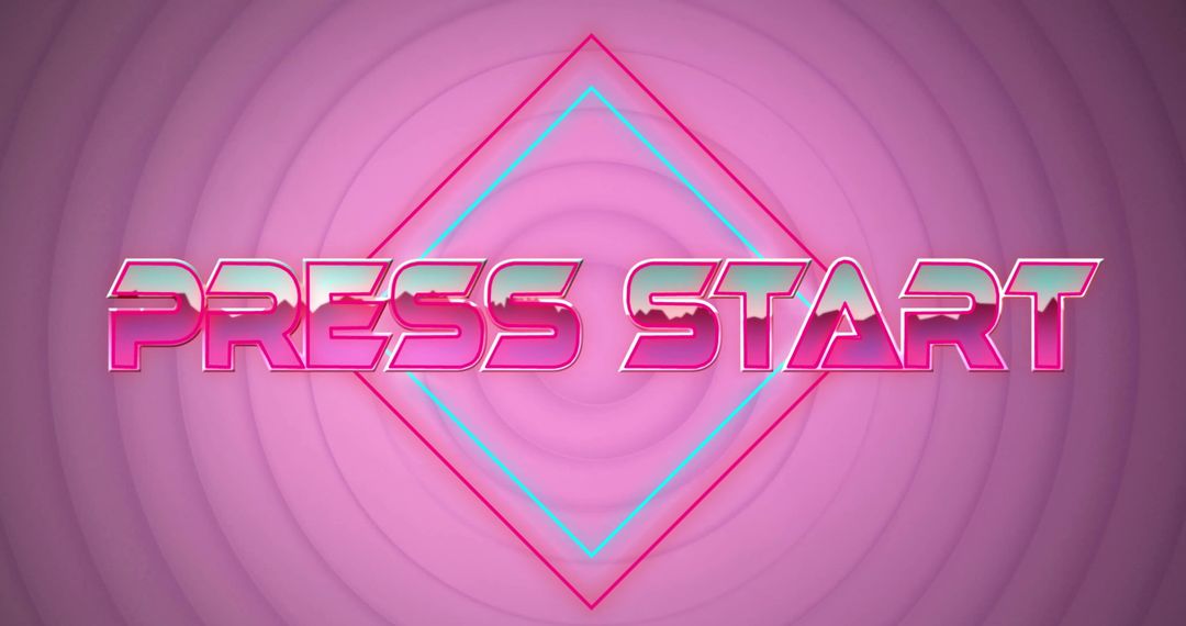 Neon Gradient Press Start Text on Purple Background