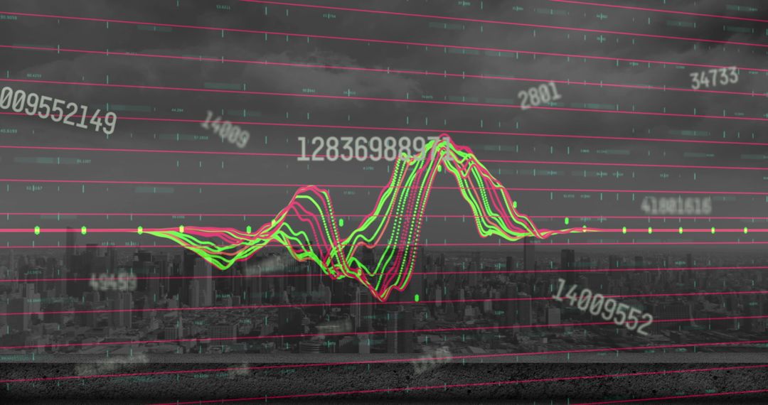 Futuristic Data Overlay on Urban Skyline
