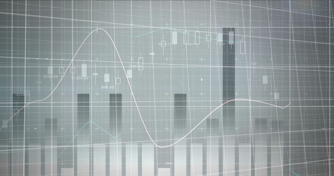 Abstract Financial Graphs with Bar Charts and Line Indicators