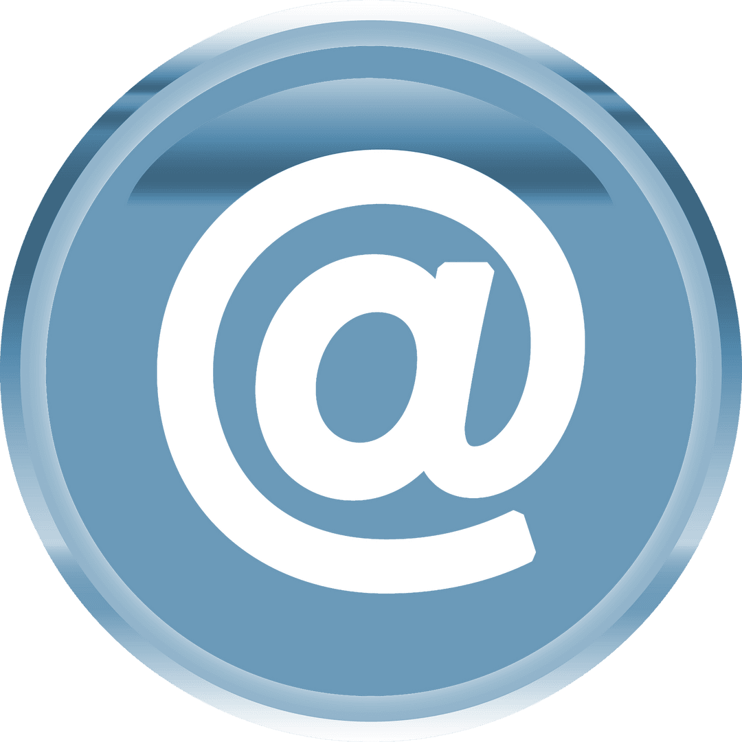 At Symbol in Blue Circle on Transparent Background