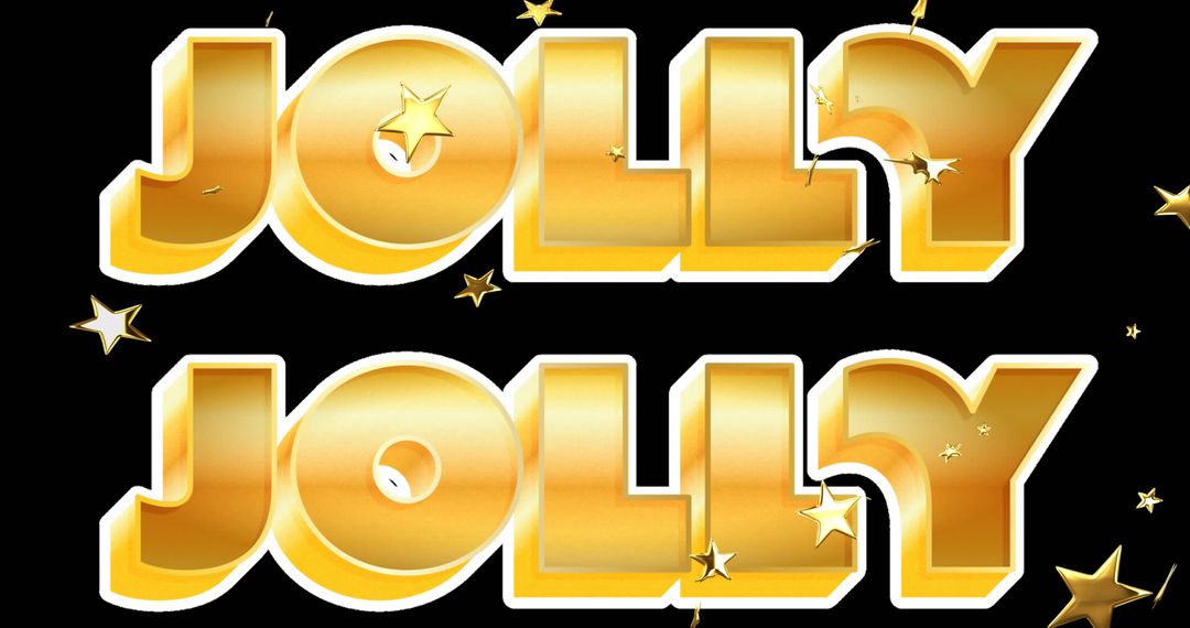 Festive Golden Jolly Text with Stars on Black Background