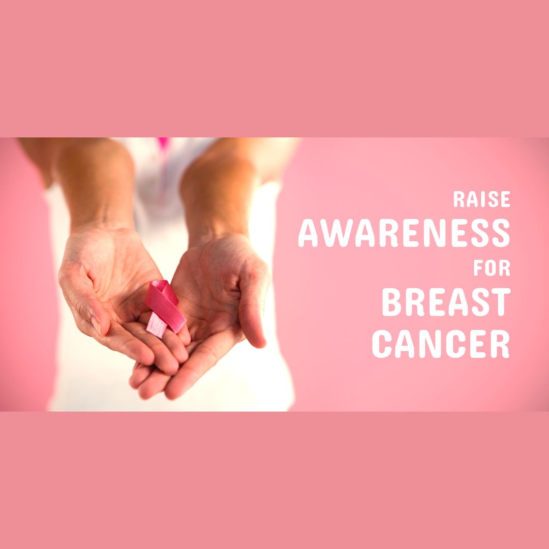 Caucasian Woman Holding Pink Ribbon Raising Breast Cancer Awareness - Download Free Stock Templates Pikwizard.com